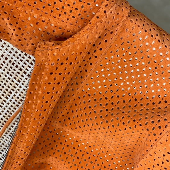 Perforated suede orange jacket - Picture 4 of 17